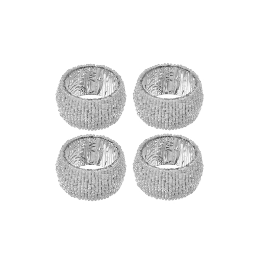 Ensemble de 4PC serviettes de table à billes avec boîte de bricolage de Maison concepts - Blanc