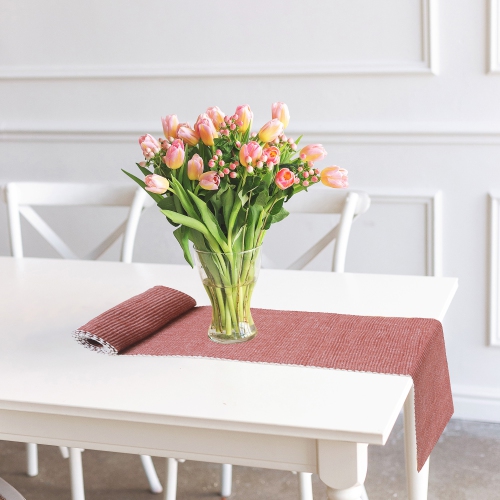 Maison Concepts Chambray Ribbed Table Runner Clay 13 X 54