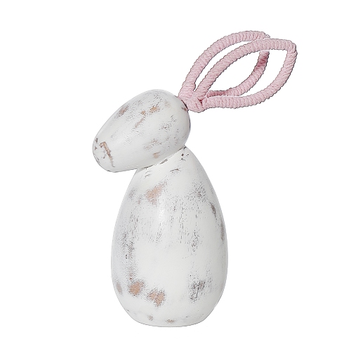 MAISON CONCEPTS  Wash Wooden Bunny With Pink Ears In White