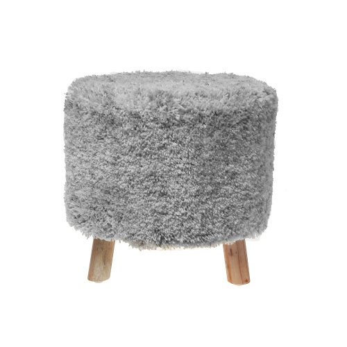 Pouf en bois tissé à la main de Maison concepts - Gris pâle