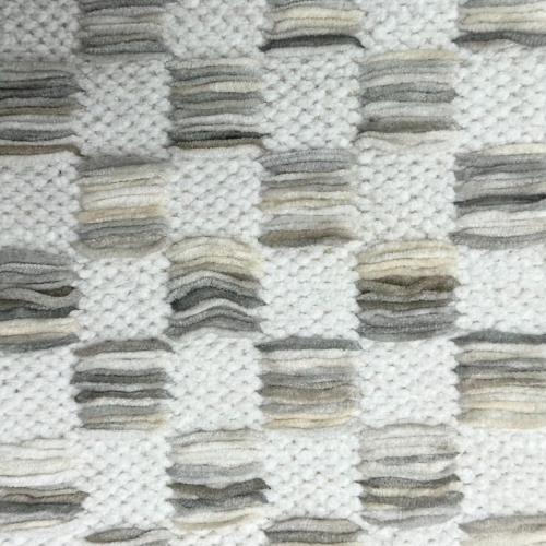 Maison Concepts Flat Handwoven Pouf Wooden Stand Cream & Grey