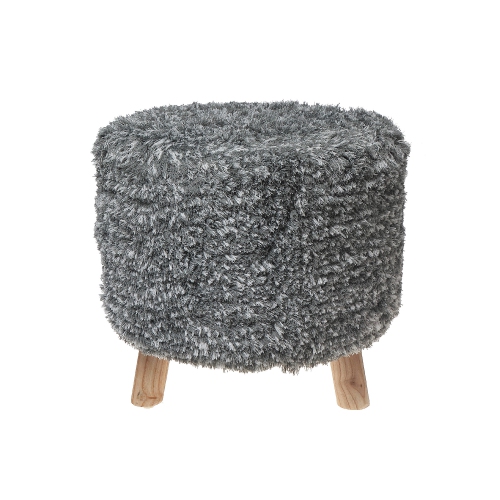 Maison Concepts Handwoven Pouf Wooden Stand Grey