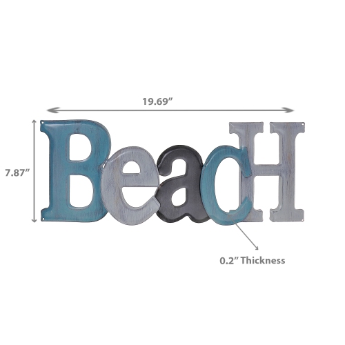 Maison Concepts Embossed Metal Wall Sign Beach