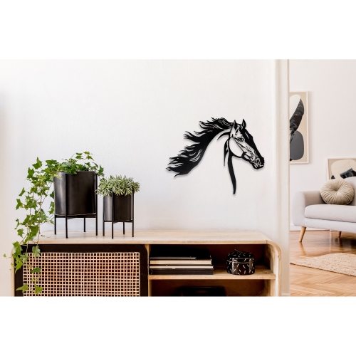 Maison Concepts Metal Black Wall Decor Running Horse Head