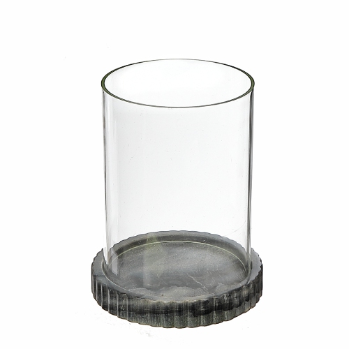 Maison Concepts Glass Candle Holder With Grey Marble Base