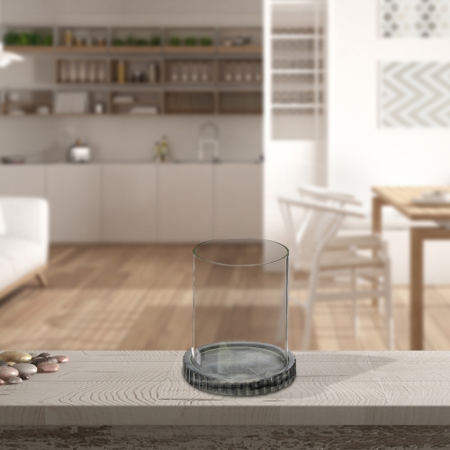 Maison Concepts Glass Candle Holder With Grey Marble Base