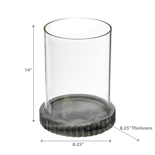 Maison Concepts Glass Candle Holder With Grey Marble Base