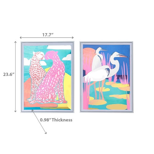 Maison Concepts Framed Canvas Wall Art Crane & Leopard - Set of 2