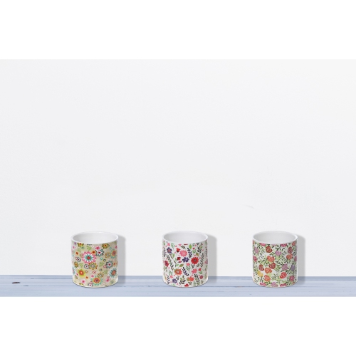 Maison Concepts Ceramic Round Planters Spring Floral - Set of 3