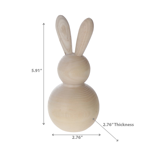 Maison Concepts Natural Wooden Round Bunny Decor
