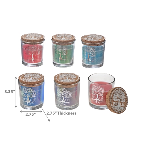 Maison Concepts Tree Of Life Scented Candle In Glass Votive With Cork Lid - Set of 6