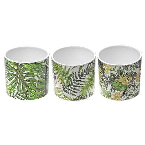 Maison Concepts Ceramic Round Planters Leaf - Set of 3