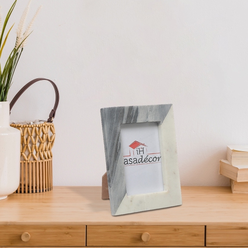 Cadre photo blanc et gris marbre 4X6 de Maison concepts