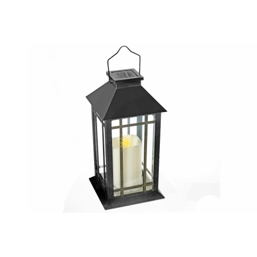 Maison Concepts LED Solar Clear Glass Pane Lantern with Faux Candle Plain