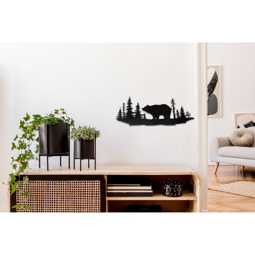 Maison Concepts Metal Black Wall Decor Forest Bear