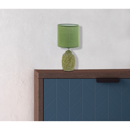 Maison Concepts Ceramic Table Lamp With Shade Leaflet Green
