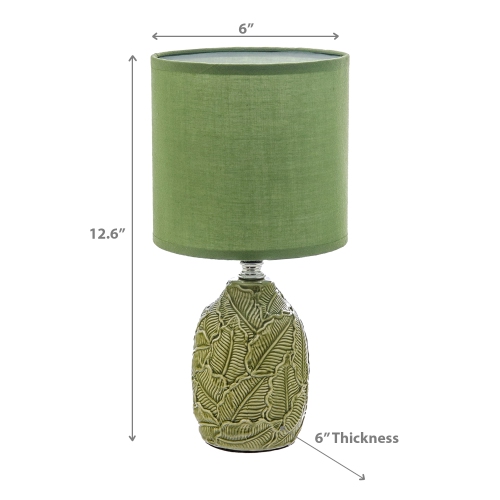 Maison Concepts Ceramic Table Lamp With Shade Leaflet Green