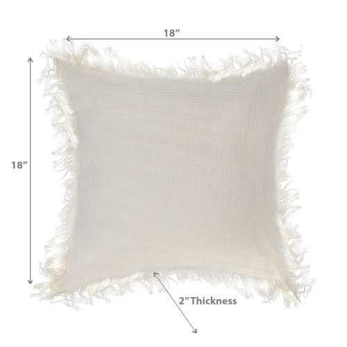 Coussin en coton ivoire Slub Chloe de Maison concepts 18 x 18 po - Ensemble de 2