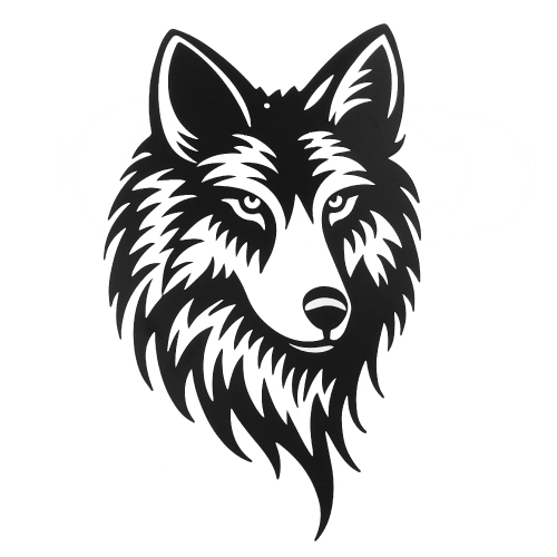 Maison Concepts Metal Black Wall Decor Wolf Head