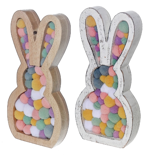 Maison Concepts Wooden Sitting Bunny With Pompom - Set of 2