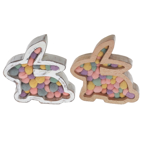 Maison Concepts Wooden Bunny With Pompom - Set of 2