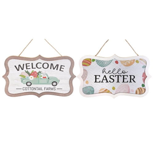 Maison Concepts Wooden Wall Hanger Welcome TruckHello Easter - Set of 2