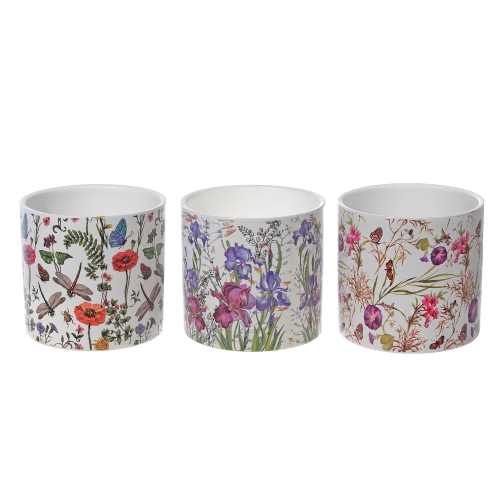 Maison Concepts Ceramic Round Planters Butterfly Garden - Set of 3