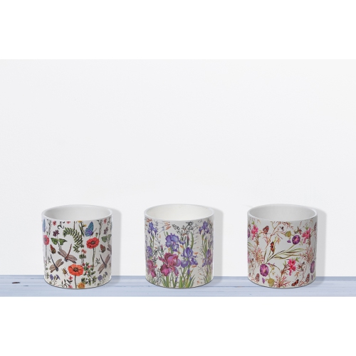 Maison Concepts Ceramic Round Planters Butterfly Garden - Set of 3