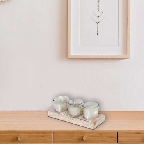 Maison Concepts Tree Of Life Set Of 3 Candles In Short Glass In Pvc Box