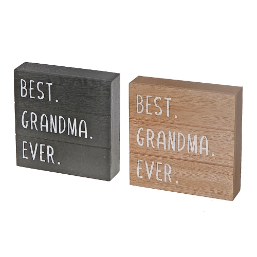 Maison Concepts Square Wood Sign Best Grandma Ever - Set of 2