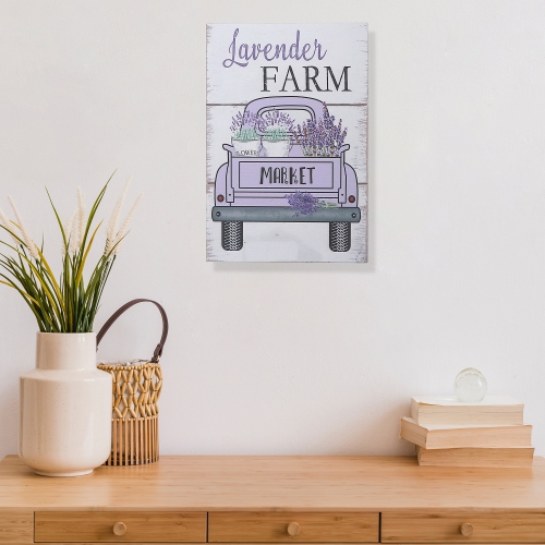 Affiche murale de camion de ferme en bois lavande de Maison concepts