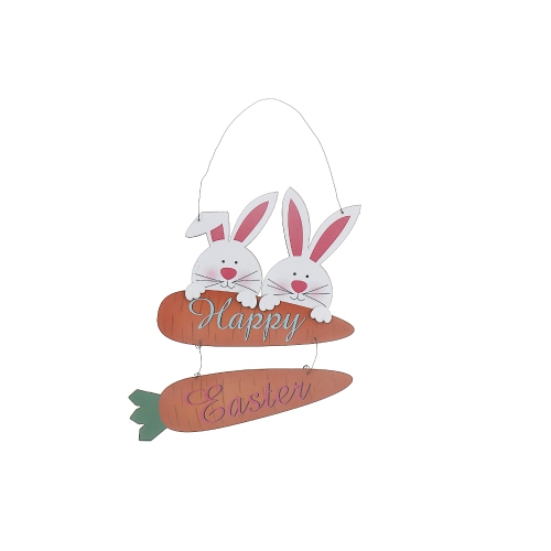 Maison Concepts Wooden Double Bunny With Carrots Hanger