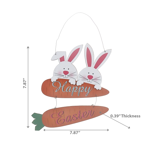 Lapin double en bois avec crochet en forme de carottes de Maison concepts
