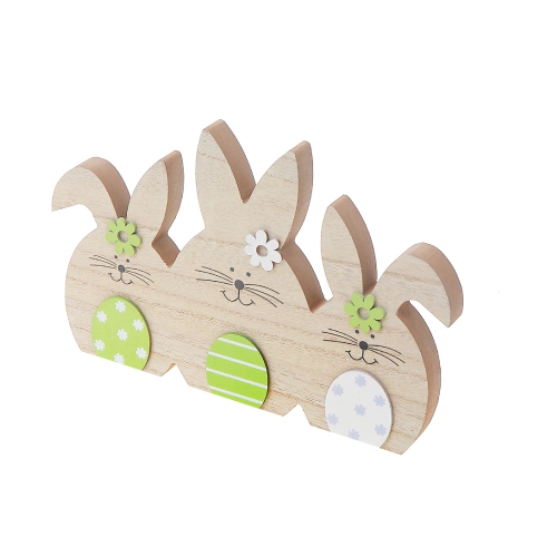 Maison Concepts Wooden Triple Easter Egg Bunny Decor