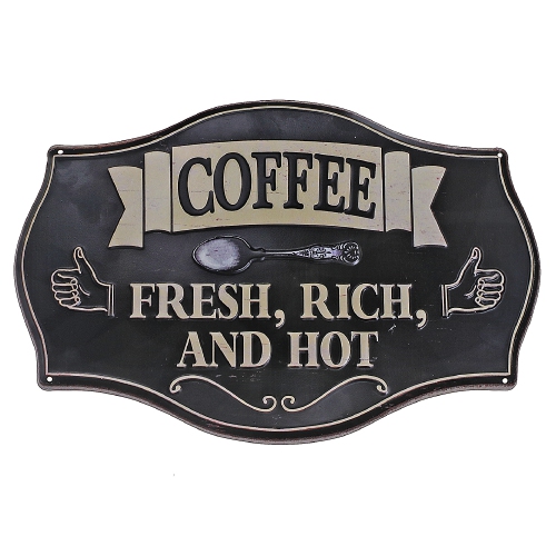 Maison Concepts Embossed Metal Wall Sign Coffee Fresh