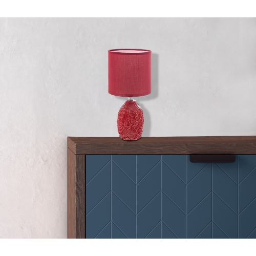 Maison Concepts Ceramic Table Lamp With Shade Leaflet Red