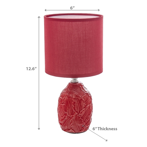 Maison Concepts Ceramic Table Lamp With Shade Leaflet Red