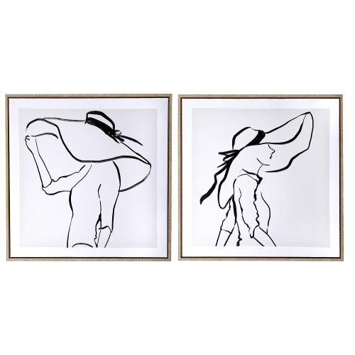 Maison Concepts Framed Canvas Wall Art Lady In Large Hat - Set of 2