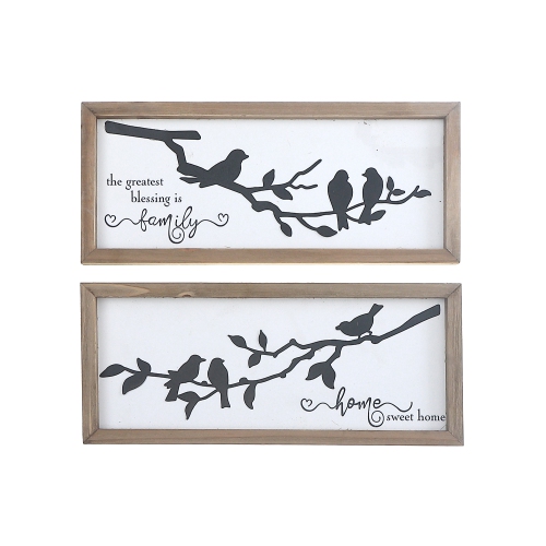 MAISON CONCEPTS  Framed Inspiration With 3D Birds On Branch - Set Of 2