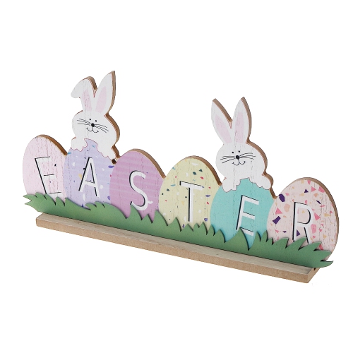 MAISON CONCEPTS  Wooden Double Bunny With Easter Egg Sign