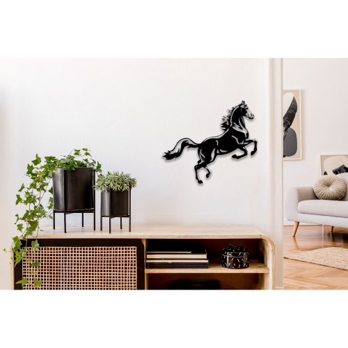 Maison concepts – décoration murale en métal noir, cheval sauvage