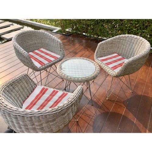 Maison Concepts Boston Outdoor Cabana Stripe Tufted Chair Pad Orange 16 X 16 - Set of 2