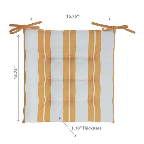 Maison Concepts Boston Outdoor Cabana Stripe Tufted Chair Pad Yellow 16 X 16 - Set of 2