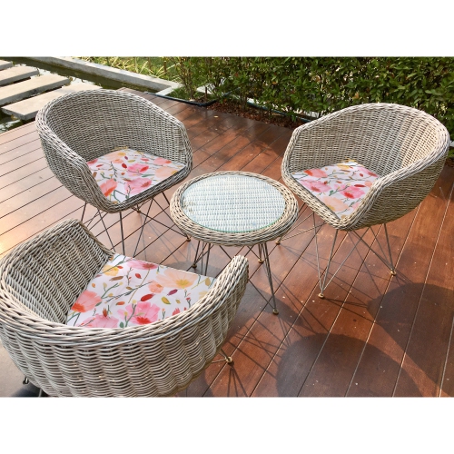 Maison Concepts April Outdoor Tufted Chair Pad Poppy 16 x 16 - Set of 2