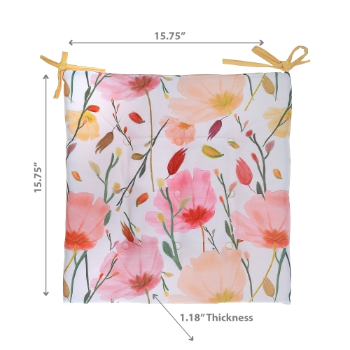 Maison Concepts April Outdoor Tufted Chair Pad Poppy 16 x 16 - Set of 2