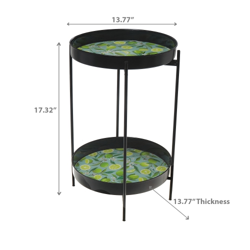 Maison Concepts Two Tier Lime Print Round Side Table