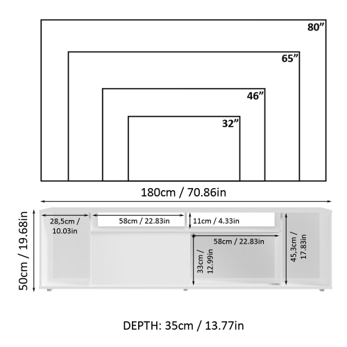 Madesa Large Entertainment Center with 1 Sliding Door, 5 Shelves and Open Shelves for 65, 75 Inch Media Storage Gaming Media Console Modern Wooden