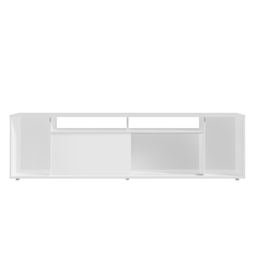 Madesa Large Entertainment Center with 1 Sliding Door, 5 Shelves and Open Shelves for 65, 75 Inch Media Storage Gaming Media Console Modern Wooden