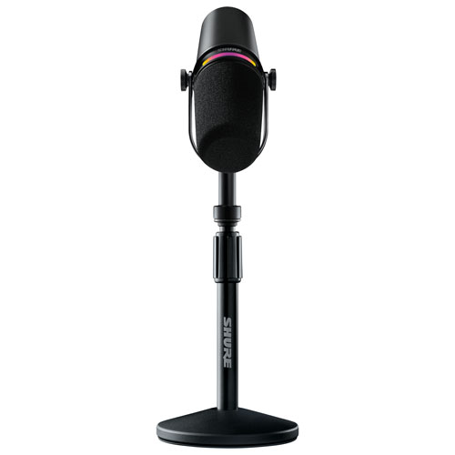 Microphone dynamique XLR/USB-C MV7+-K de Shure avec support - Noir