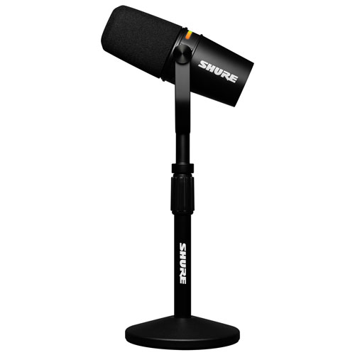 Microphone dynamique XLR/USB-C MV7+-K de Shure avec support - Noir